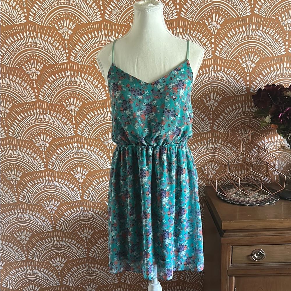 Soprano Teal Floral Mini Dress